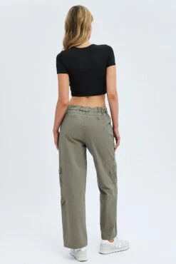 Grey Cargo Pants Low Rise -Modern Fashion Shop bt2576 81pb grey 5
