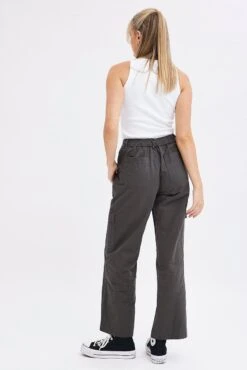 Grey Cargo Pants High Rise -Modern Fashion Shop bt2632 34p charcoal 5