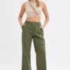 Green Cargo Pants High Rise