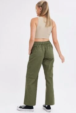 Green Cargo Pants High Rise -Modern Fashion Shop bt2632 34p khaki 5