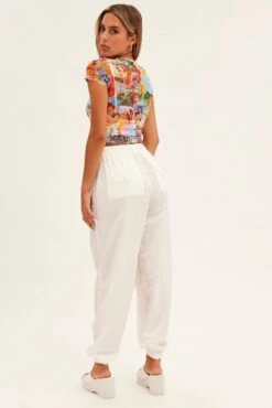 White Parachute Cargo Pants Mid Rise -Modern Fashion Shop bt2747 38p white 5