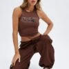 Brown Parachute Cargo Pants Low Rise -Modern Fashion Shop bt2776 35p brown 1
