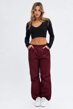Purple Parachute Cargo Pants Low Rise -Modern Fashion Shop bt2776 35pb plum 3