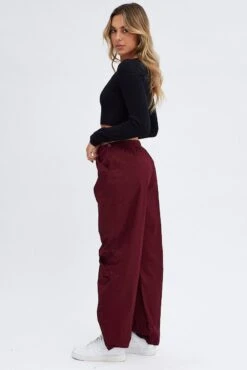 Purple Parachute Cargo Pants Low Rise -Modern Fashion Shop bt2776 35pb plum 4