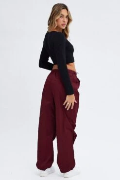 Purple Parachute Cargo Pants Low Rise -Modern Fashion Shop bt2776 35pb plum 5