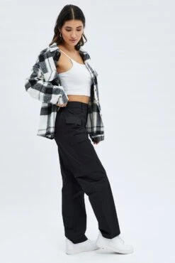 Black Cargo Pants High Rise -Modern Fashion Shop bt2790 35pb black 4