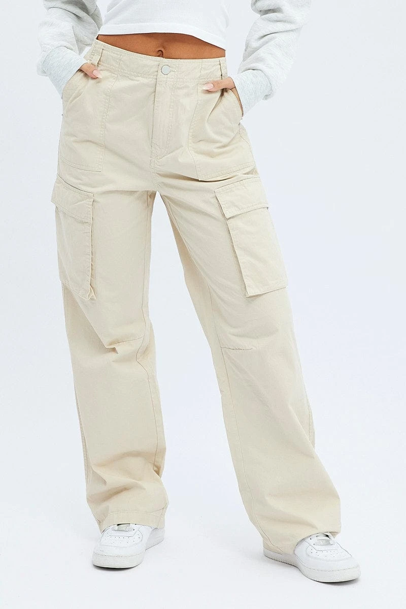 Beige Cargo Pants Low Rise 3 Beige Cargo Pants Low Rise - Image 2