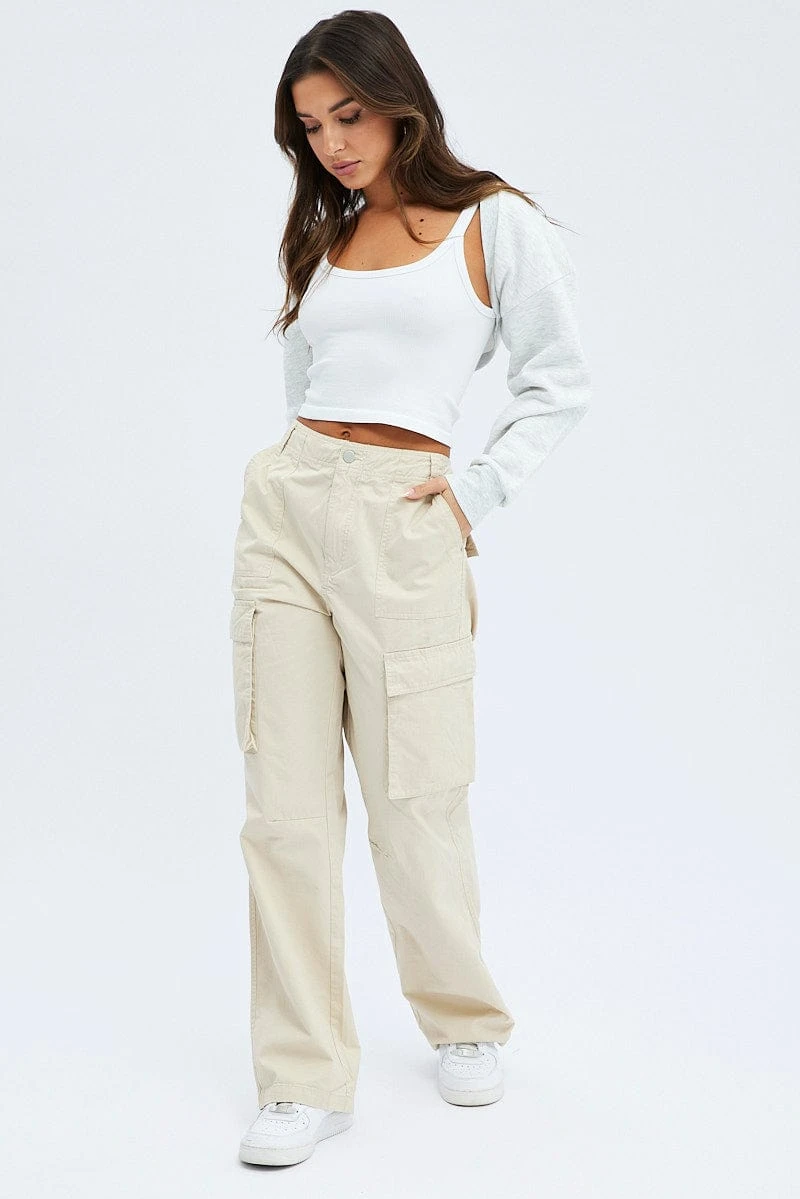 Beige Cargo Pants Low Rise 4 Beige Cargo Pants Low Rise - Image 3