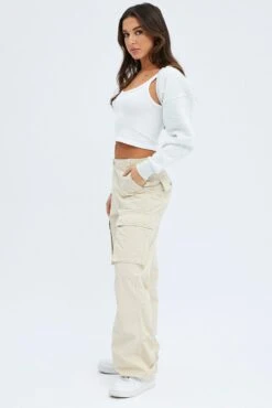 Beige Cargo Pants Low Rise 10 Beige Cargo Pants Low Rise -Modern Fashion Shop bt2946 84pb beige 4