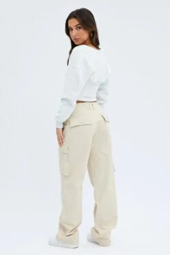 Beige Cargo Pants Low Rise 11 Beige Cargo Pants Low Rise -Modern Fashion Shop bt2946 84pb beige 5