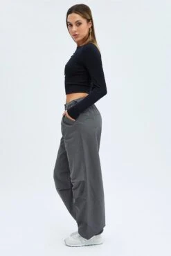 Grey Parachute Cargo Pants -Modern Fashion Shop bt2947 84p charcoal 4