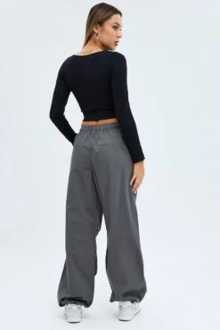 Grey Parachute Cargo Pants -Modern Fashion Shop bt2947 84p charcoal 5