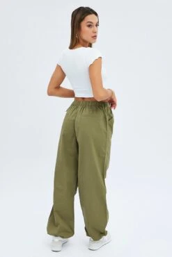 Green Parachute Cargo Pants -Modern Fashion Shop bt2947 84p khaki 5
