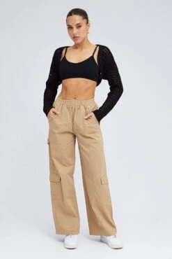 Front Page 52 Beige Cargo Pants Wide Leg