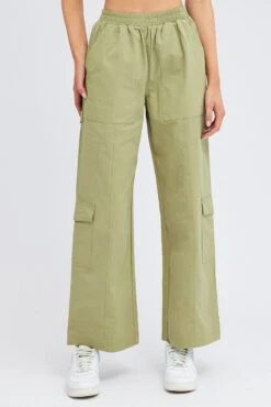 Green Cargo Pants Wide Leg -Modern Fashion Shop bt3134 34pb khaki 2