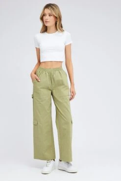 Green Cargo Pants Wide Leg -Modern Fashion Shop bt3134 34pb khaki 3