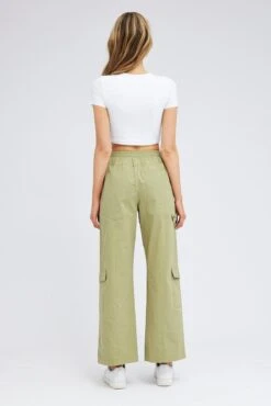 Green Cargo Pants Wide Leg -Modern Fashion Shop bt3134 34pb khaki 5