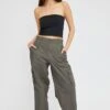 Grey Cargo Pants Mid Rise