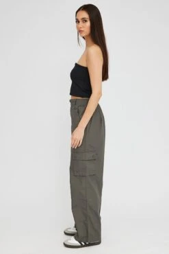 Grey Cargo Pants Mid Rise -Modern Fashion Shop bt3154 84p charcoal 4