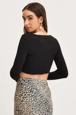 Black Crop Cardigan Long Sleeve Jersey Rib -Modern Fashion Shop c s cardigan black crop cardigan long sleeve jersey rib 32965161386177