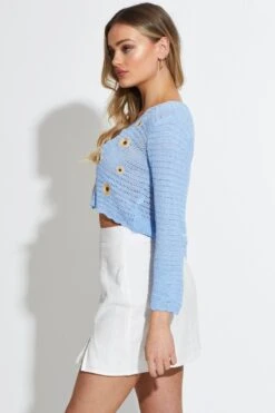 Blue Knit Cardigan Long Sleeve Crop -Modern Fashion Shop c s cardigan blue knit cardigan long sleeve crop 32965152866497