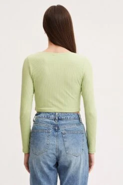 Green Crop Cardigan Long Sleeve Jersey Rib -Modern Fashion Shop c s cardigan green crop cardigan long sleeve jersey rib 32965157814465