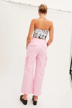Pink Cargo Pants Relaxed Wide Leg -Modern Fashion Shop cargo pant pink cargo pants relaxed wide leg 33136931078337