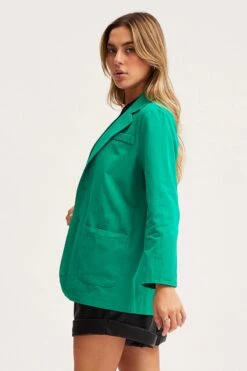 Green Workwear Jacket Long Sleeve Collared -Modern Fashion Shop coat green workwear jacket long sleeve collared 32966595936449