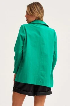 Green Workwear Jacket Long Sleeve Collared -Modern Fashion Shop coat green workwear jacket long sleeve collared 32966596001985