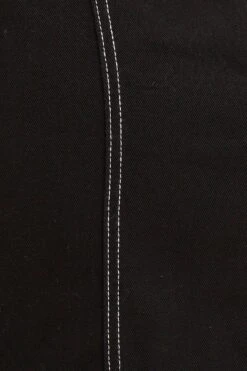 Black Contrast Stitch Button Up Top -Modern Fashion Shop denim jacket black contrast stitch button up top 33007091187905