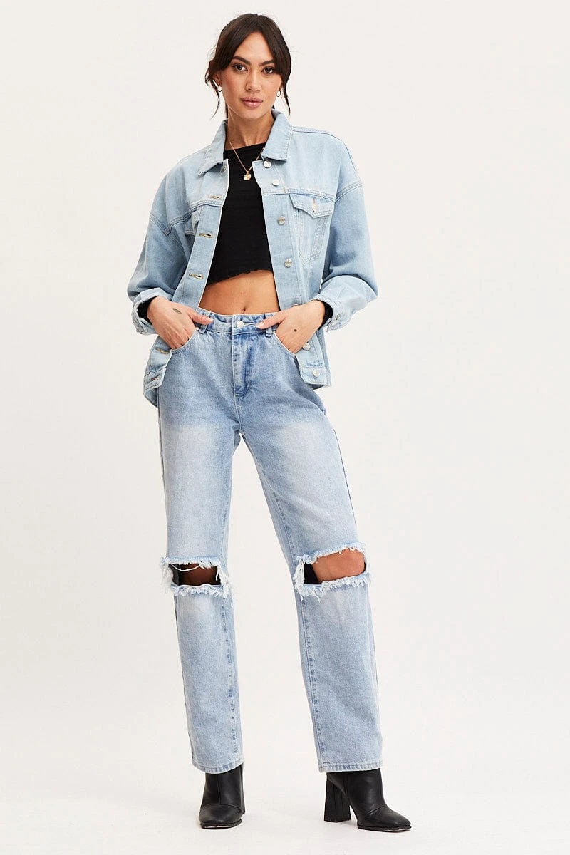 Blue Oversized Jacket Long Sleeve Denim 4 Blue Oversized Jacket Long Sleeve Denim - Image 2