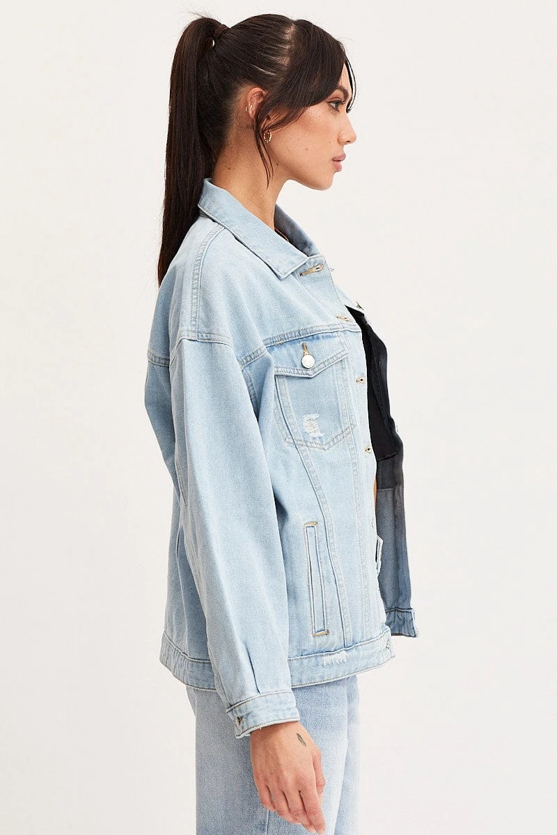 Blue Oversized Jacket Long Sleeve Denim 6 Blue Oversized Jacket Long Sleeve Denim - Image 4