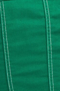 Green Contrast Stitch Button Up Top -Modern Fashion Shop denim jacket green contrast stitch button up top 33007090630849