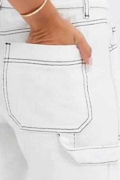 White Cargo Jeans High Rise Straight Leg Utility -Modern Fashion Shop dl0058 33c white 6