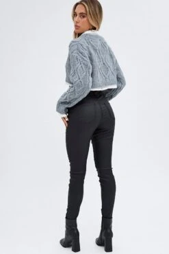 Black Wet Look Denim Jeans High Rise -Modern Fashion Shop dl1223a 33j black 5