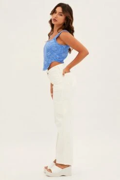 White Carpenter Cargo Pocket Jeans -Modern Fashion Shop dl12786 f white 4