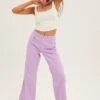Purple Denim Jeans High Rise Wide Leg
