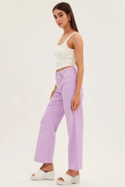 Purple Denim Jeans High Rise Wide Leg -Modern Fashion Shop dl1287f 20jb lilac 4