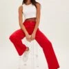 Red Wide Leg Denim Jeans High Rise -Modern Fashion Shop dl1287h 20jb red 1