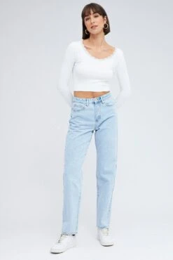 Denim Baggy Denim Jeans High Rise -Modern Fashion Shop dl1452c 20jb light wash 3