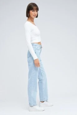 Denim Baggy Denim Jeans High Rise -Modern Fashion Shop dl1452c 20jb light wash 4