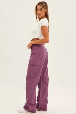 Purple Cargo Jeans Mid Rise -Modern Fashion Shop dl1454a 81rb plum 4