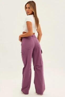 Purple Cargo Jeans Mid Rise -Modern Fashion Shop dl1454a 81rb plum 5