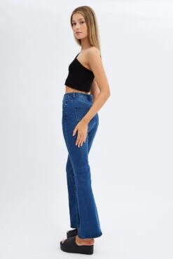 Denim Flare Jeans Mid Rise Pintuck -Modern Fashion Shop dl1479 84rb dark wash 4