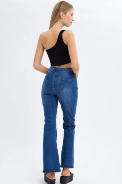 Denim Flare Jeans Mid Rise Pintuck -Modern Fashion Shop dl1479 84rb dark wash 5
