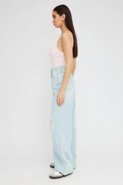 Denim Baggy Jeans High Rise Ripped -Modern Fashion Shop dl1484 84rb light wash 4