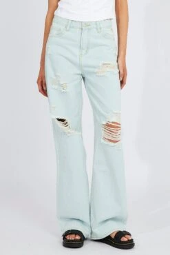 Denim Wide Leg Jean High Rise Ripped -Modern Fashion Shop dl1484a 84r light wash 3