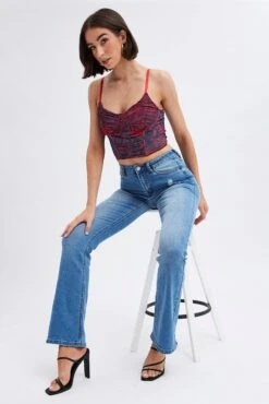 Denim Flare Jeans High Rise -Modern Fashion Shop dl1485 33rb mid wash 3