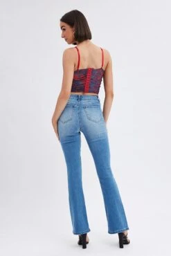 Denim Flare Jeans High Rise -Modern Fashion Shop dl1485 33rb mid wash 5