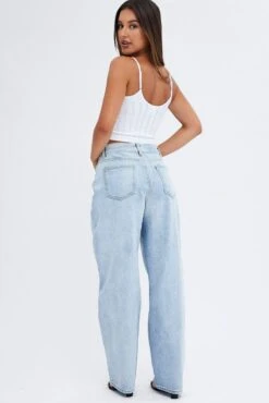 Denim Baggy Jeans Mid Rise -Modern Fashion Shop dl1495 84rb light wash 5